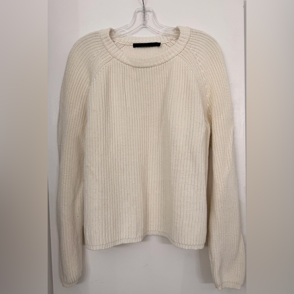 Jenni Kayne Fisherman Crewneck Cotton Sweater Ivory Size Large - Picture 5 of 11